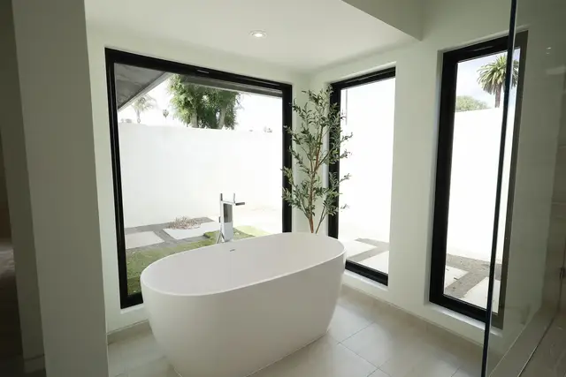 Primary bath with a freestanding tub